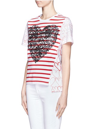 Front View - Click To Enlarge - STELLA MCCARTNEY - Lace panel heart print short sleeve T-shirt