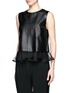 Front View - Click To Enlarge - ELIZABETH AND JAMES - Ruffled hem leather top