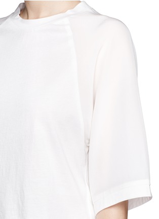 Detail View - Click To Enlarge - 3.1 PHILLIP LIM - Silk sleeve jersey baseball T-shirt