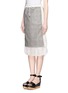 Front View - Click To Enlarge - SACAI - Stripe underlay perforated check skirt