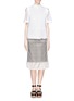 Figure View - Click To Enlarge - SACAI - Stripe underlay perforated check skirt
