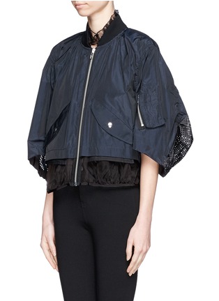 Front View - Click To Enlarge - SACAI - Sheer trim perforated panel bomber jacket