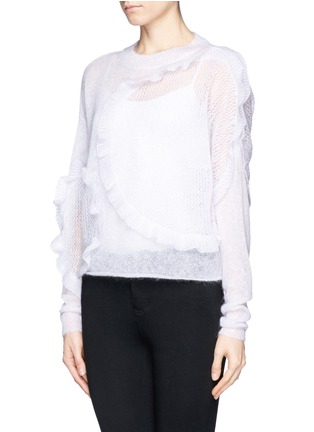 Front View - Click To Enlarge - CHLOÉ - Ruffle eyelet knit sweater