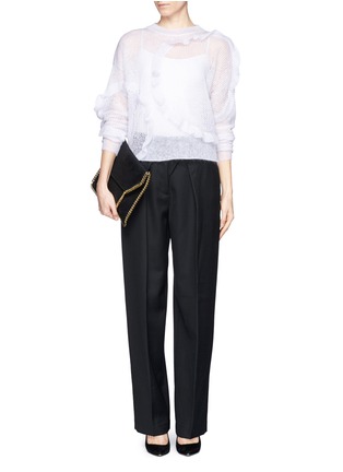 Figure View - Click To Enlarge - CHLOÉ - Ruffle eyelet knit sweater