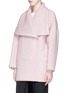 Front View - Click To Enlarge - CHLOÉ - Oversized lapel leather trim Alpaca wool coat