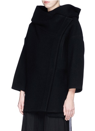 Front View - Click To Enlarge - CHLOÉ - Oversized wool blend hood coat