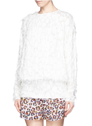 Front View - Click To Enlarge - CHLOÉ - Patchwork fringe crepe blouse