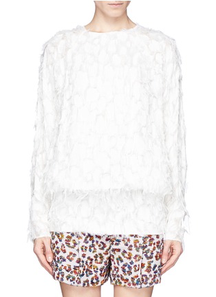 Main View - Click To Enlarge - CHLOÉ - Patchwork fringe crepe blouse