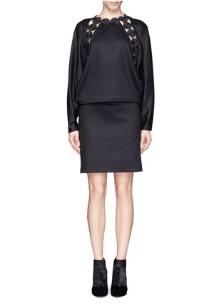 Main View - Click To Enlarge - CHLOÉ - Cutout embroidery trim wool dress