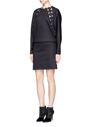 Figure View - Click To Enlarge - CHLOÉ - Cutout embroidery trim wool dress