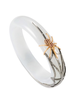 Figure View - Click To Enlarge - LC COLLECTION JADE - Diamond ruby 18k gold spider web jade bangle