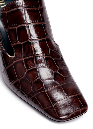 Detail View - Click To Enlarge - MULBERRY - 'Palace' croc embossed leather mules