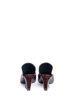 Back View - Click To Enlarge - MULBERRY - 'Palace' croc embossed leather mules