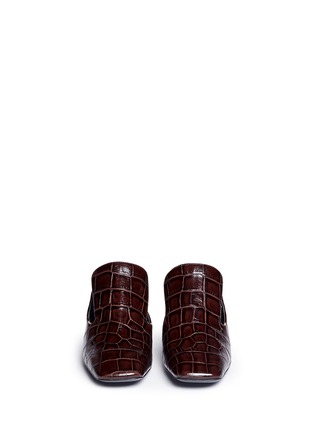 Front View - Click To Enlarge - MULBERRY - 'Palace' croc embossed leather mules