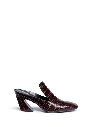 Main View - Click To Enlarge - MULBERRY - 'Palace' croc embossed leather mules