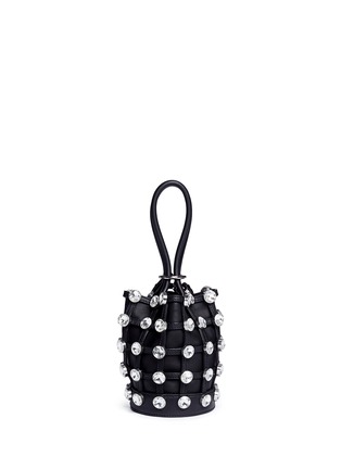 Detail View - Click To Enlarge - ALEXANDER WANG - 'Roxy' mini glass stone caged leather bucket bag