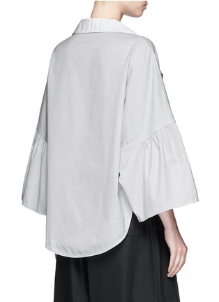 Back View - Click To Enlarge - TOME - Contrast cotton piqué oversized ruffle shirt