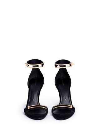 Front View - Click To Enlarge - STELLA LUNA - 'Stella' turnlock bar ankle strap suede sandals