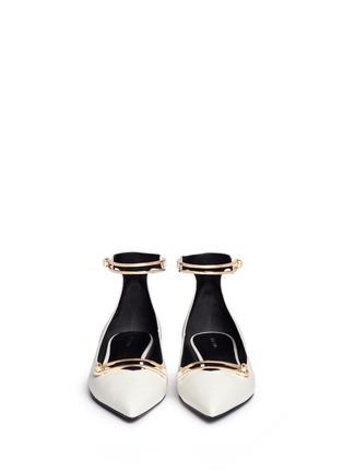 Front View - Click To Enlarge - STELLA LUNA - 'Stella' turnlock bar ankle strap leather flats