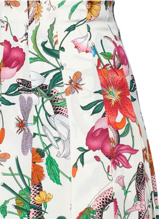 Detail View - Click To Enlarge - GUCCI - Floral snake print silk skirt
