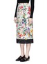 Front View - Click To Enlarge - GUCCI - Floral snake print silk skirt