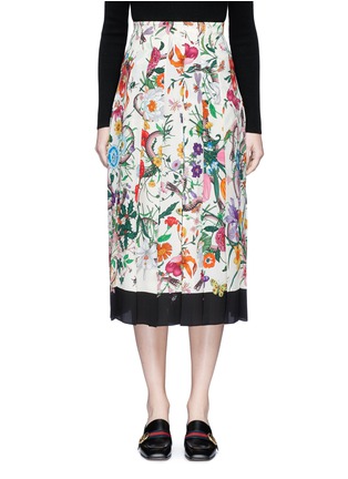 Main View - Click To Enlarge - GUCCI - Floral snake print silk skirt