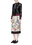 Figure View - Click To Enlarge - GUCCI - Floral snake print silk skirt
