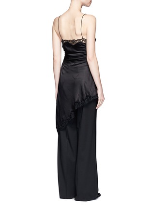 Back View - Click To Enlarge - ALEXANDER WANG - Lace trim cigarette jacquard silk cami top