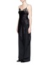 Front View - Click To Enlarge - ALEXANDER WANG - Lace trim cigarette jacquard silk cami top