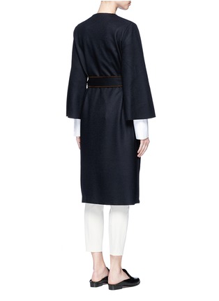 Back View - Click To Enlarge - THE ROW - 'Duna' suede trim belt collarless felt coat