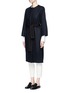 Front View - Click To Enlarge - THE ROW - 'Duna' suede trim belt collarless felt coat