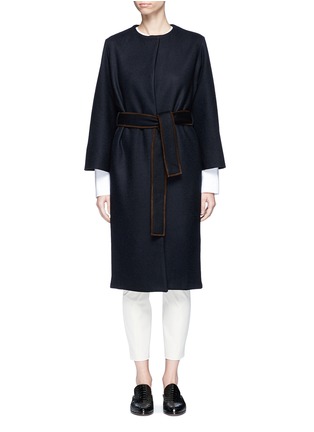 Main View - Click To Enlarge - THE ROW - 'Duna' suede trim belt collarless felt coat