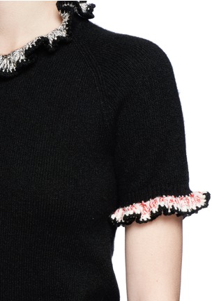 Detail View - Click To Enlarge - ALEXANDER MCQUEEN - Crochet ruffle cashmere sweater