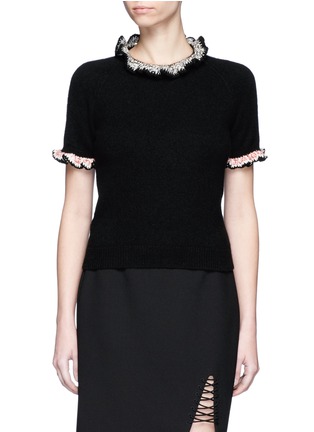 Main View - Click To Enlarge - ALEXANDER MCQUEEN - Crochet ruffle cashmere sweater