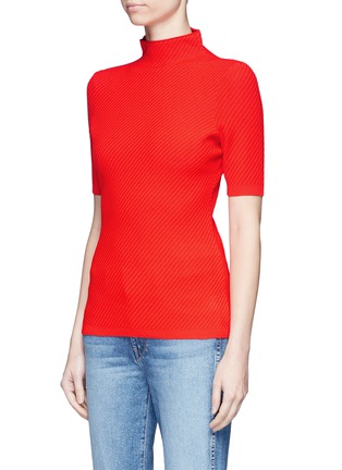 Front View - Click To Enlarge - VICTORIA BECKHAM - Polo neck diagonal stitch knit sweater