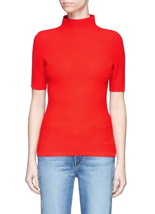 Main View - Click To Enlarge - VICTORIA BECKHAM - Polo neck diagonal stitch knit sweater