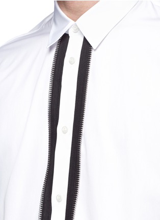 Detail View - Click To Enlarge - 71465 - Zipper placket cotton poplin shirt