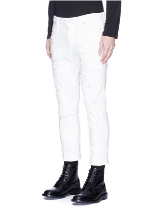Front View - Click To Enlarge - 71465 - 'Glam Head' distressed patchwork skinny jeans