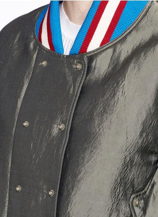 Detail View - Click To Enlarge - ESTEBAN CORTAZAR - Sport stripe padded satin bomber jacket