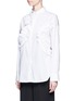 Front View - Click To Enlarge - CÉDRIC CHARLIER - Ruffle trim cotton poplin shirt