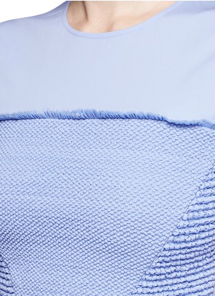 Detail View - Click To Enlarge - CÉDRIC CHARLIER - Smocked cotton blend poplin blouse