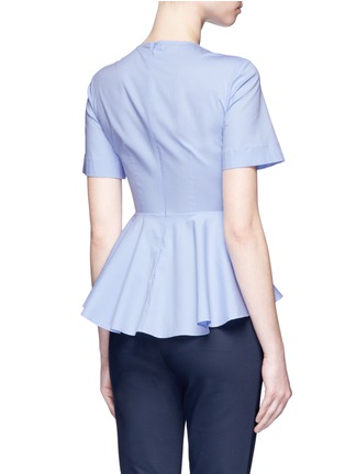 Back View - Click To Enlarge - CÉDRIC CHARLIER - Smocked cotton blend poplin blouse