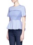 Front View - Click To Enlarge - CÉDRIC CHARLIER - Smocked cotton blend poplin blouse