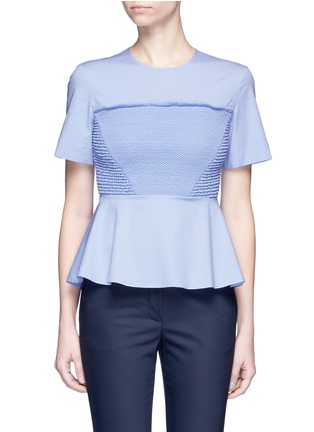Main View - Click To Enlarge - CÉDRIC CHARLIER - Smocked cotton blend poplin blouse