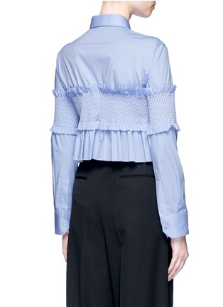 Back View - Click To Enlarge - CÉDRIC CHARLIER - Smocked bandeau panel poplin shirt