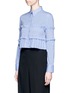 Front View - Click To Enlarge - CÉDRIC CHARLIER - Smocked bandeau panel poplin shirt