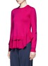 Front View - Click To Enlarge - CÉDRIC CHARLIER - Ruffle hem virgin wool sweater