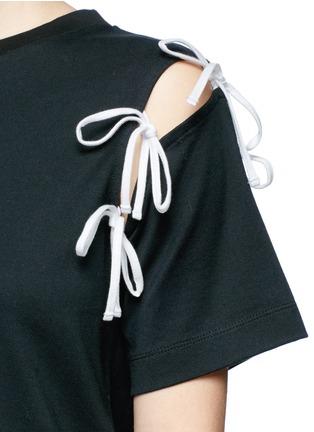 Detail View - Click To Enlarge - 72951 - Detachable ribbon sleeve cotton T-shirt