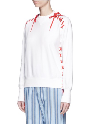 Front View - Click To Enlarge - 72951 - Lace-up cotton fleece unisex sweatshirt