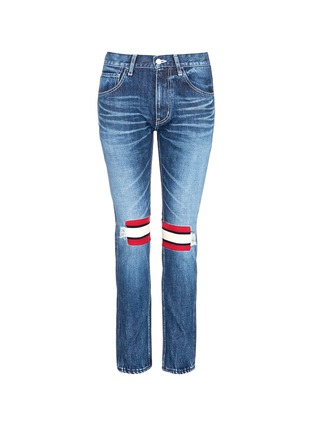 Main View - Click To Enlarge - 72951 - Stripe knit insert unisex jeans